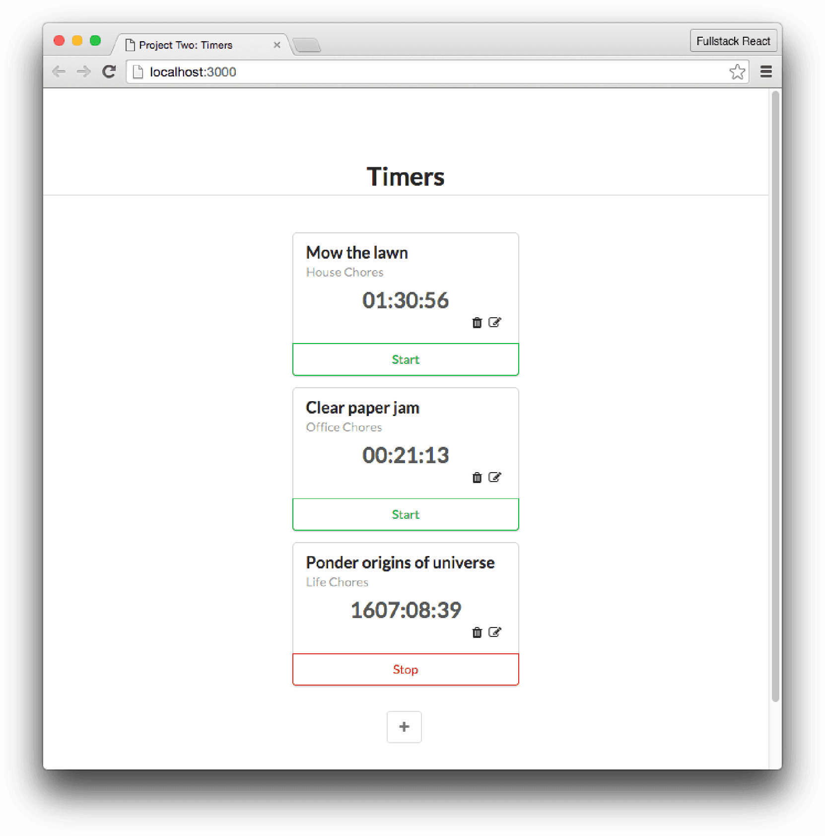 Screenshot of Time-Logging React App