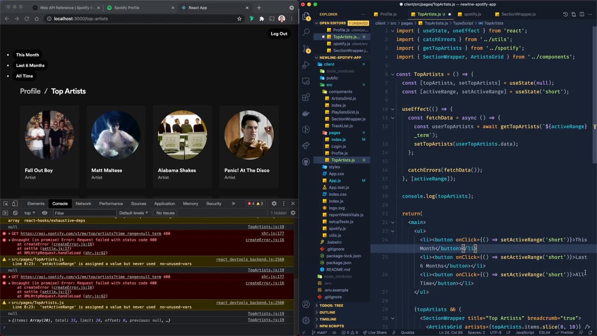 How to Build a Spotify Playlists Page in React - 6.5 | newline