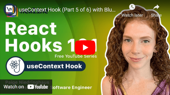 Thumbnail Image of Tutorial  Simplify Passing State In React With The useContext Hook - React Hooks 101 Part 5 of 6