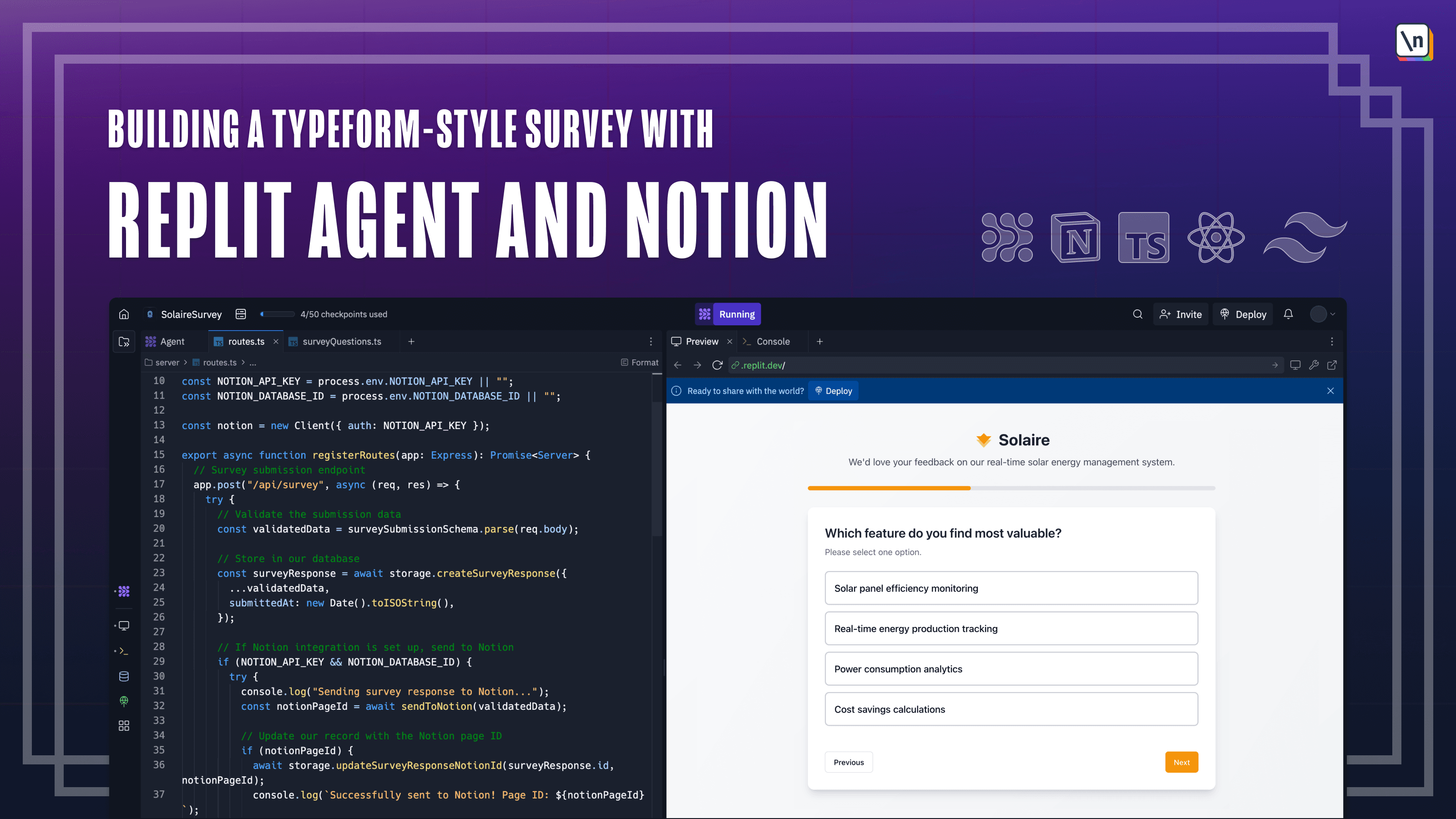 Building a Typeform-Style Survey with Replit Agent and Notion
