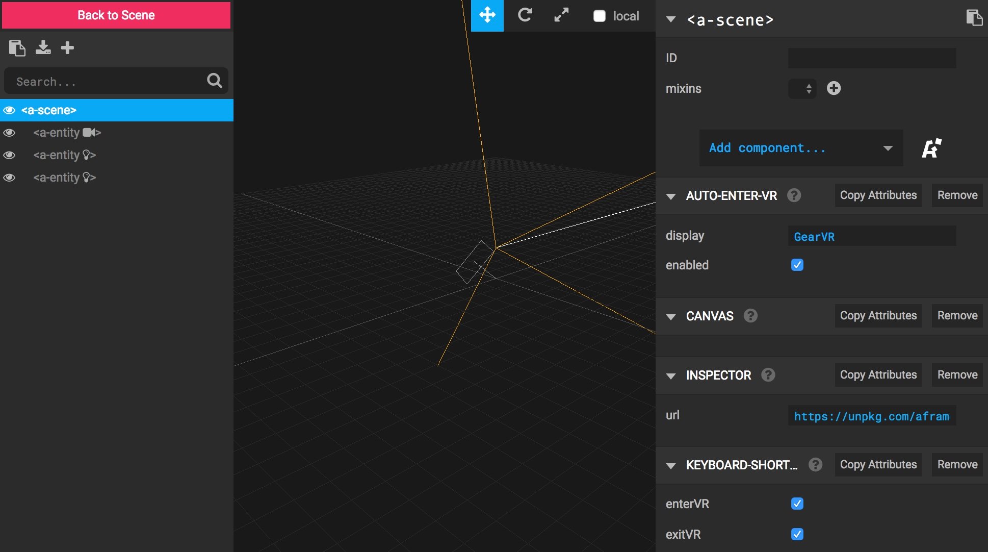 Debugging Tool for A-Frame